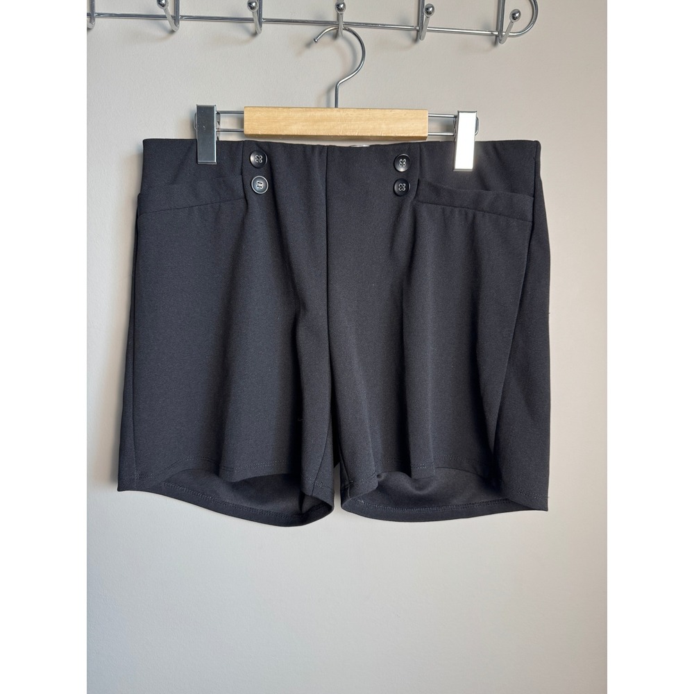 Retrology Black Sailor Button High Rise Shorts Large Dark Academia Office Preppy